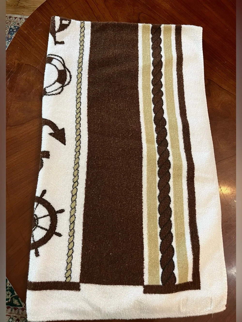 VTG 1980s Kmart Island Fun Nautical Beach Towel Sailboat Anchor Brazil 48x29